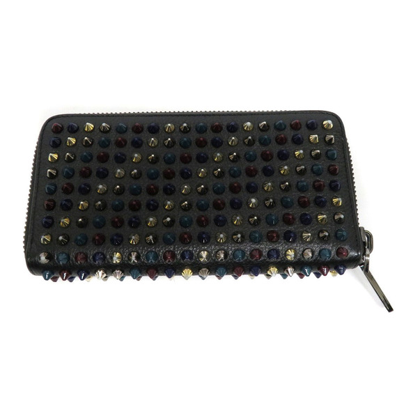 Christian Louboutin rainbow leather Wallet black studs red long - Picture 1 of 6